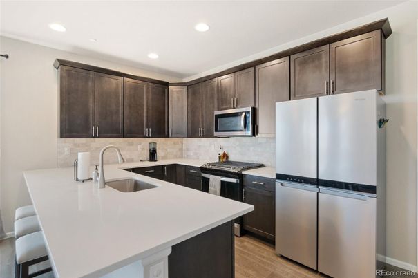 Interior, Kitchen, Recessed Lighting, Wood Texture Flooring