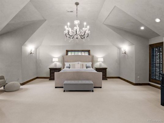 Bedroom, Chandelier, Interior, Recessed Lighting