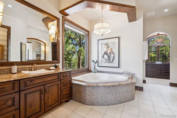 Bathroom, Dual Sink Vanities, Interior, Pendant Lights, Recessed Lighting