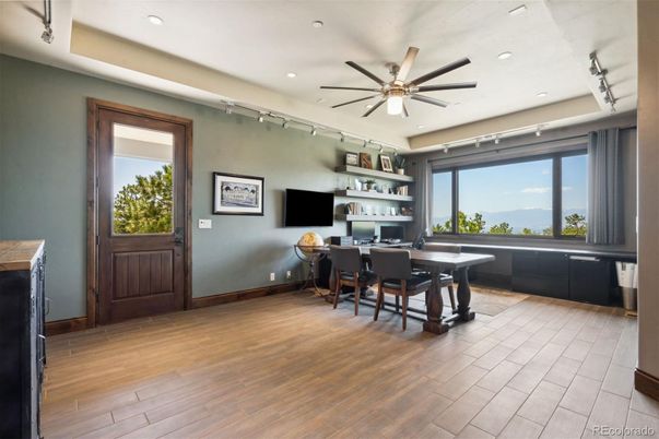 Home Office, Interior, Recessed Lighting, Wood Texture Flooring