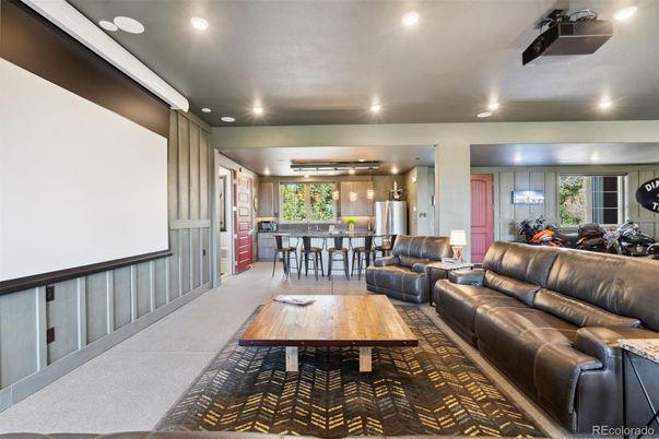 Interior, Living room, Projection Screen, Recessed Lighting