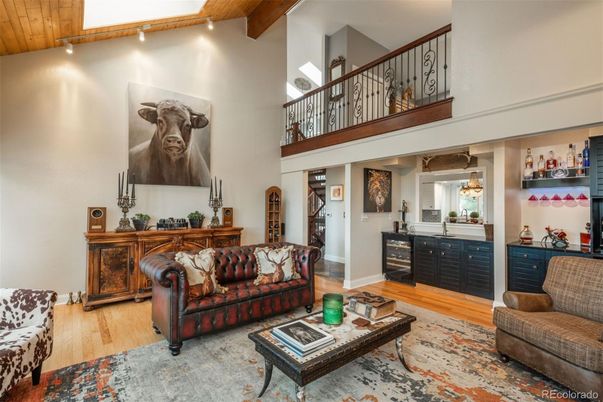 Interior, Living room, Recessed Lighting, Wooden Beams, Wood Texture Flooring
