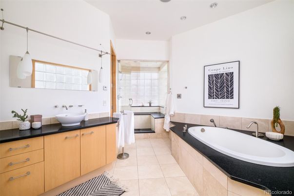 Bathroom, Dual Sink Vanities, Interior, Pendant Lights, Recessed Lighting