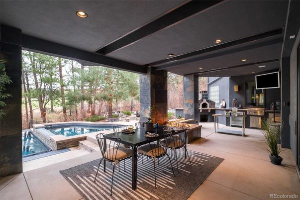 Exterior, Fireplace, Pool, Recessed Lighting
