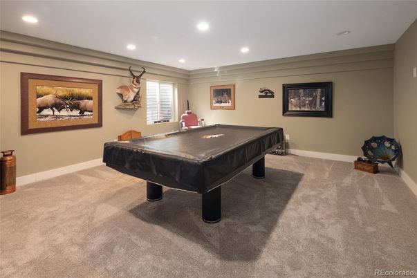 Billiard Table, Game Room, Interior, Recessed Lighting
