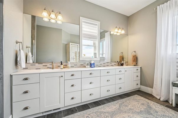 Bathroom, Dual Sink Vanities, Interior, Wood Texture Flooring