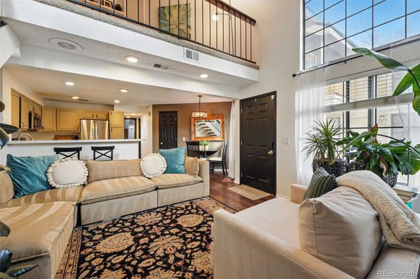 Dining room, Interior, Kitchen, Living room, Recessed Lighting, Stainless Steel Appliances, Wood Texture Flooring