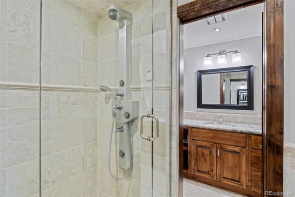 Bathroom, Glass Shower, Interior, Recessed Lighting