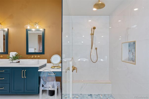 Bathroom, Dual Sink Vanities, Glass Shower, Interior, Recessed Lighting