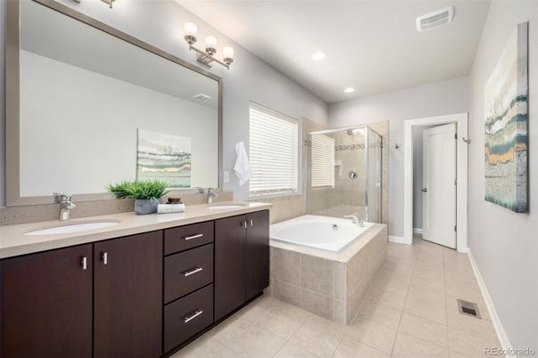 Bathroom, Dual Sink Vanities, Glass Shower, Interior, Recessed Lighting