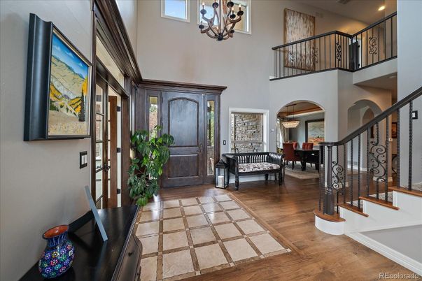 Chandelier, Dining room, Interior, Recessed Lighting, Wood Texture Flooring