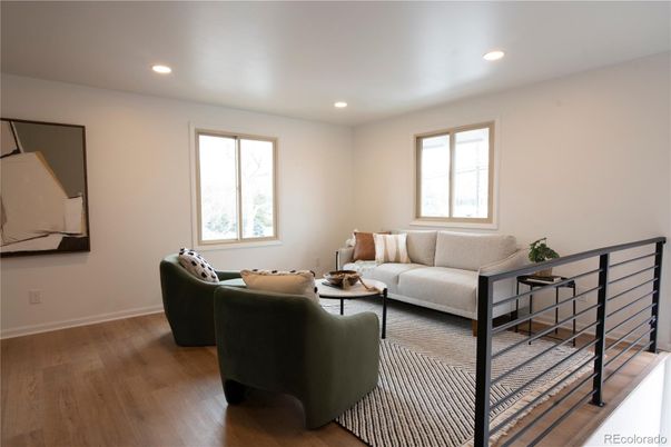 Interior, Living room, Recessed Lighting, Wood Texture Flooring