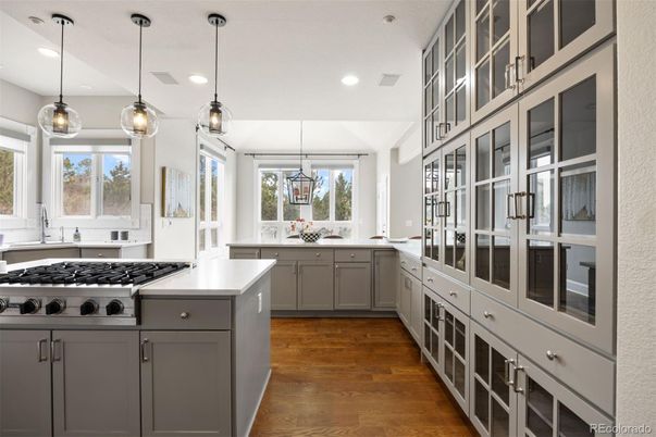 Interior, Kitchen, Pendant Lights, Recessed Lighting, Wood Texture Flooring