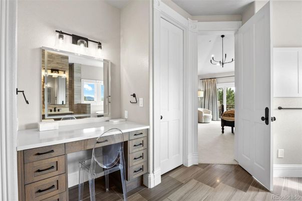 Bathroom, Chandelier, Interior, Pendant Lights, Wood Texture Flooring