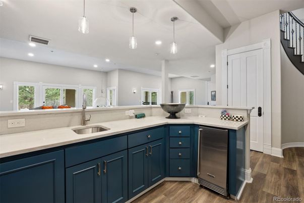 Interior, Kitchen, Pendant Lights, Recessed Lighting, Wood Texture Flooring