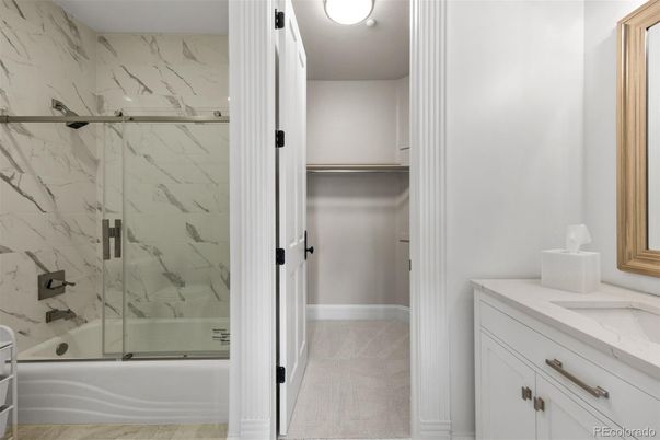 Bathroom, Glass Shower, Interior, Marble Walls