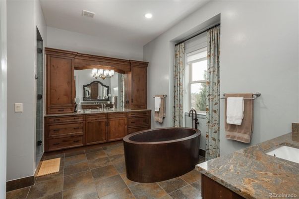Bathroom, Dual Sink Vanities, Free Standing Baths, Interior, Recessed Lighting