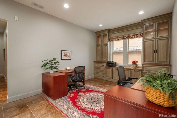 Home Office, Interior, Recessed Lighting, Wood Texture Flooring