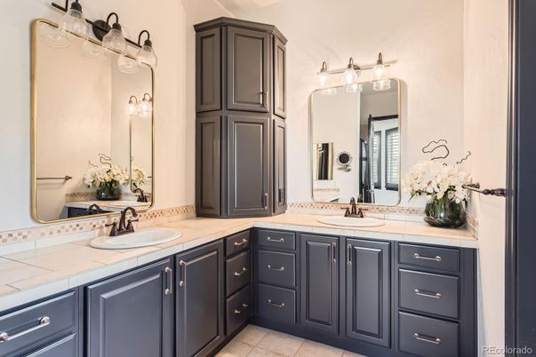 Bathroom, Dual Sink Vanities, Interior, Tile Countertops