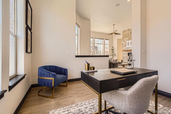 Home Office, Interior, Recessed Lighting, Wood Texture Flooring