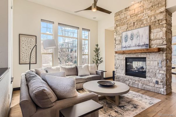 Fireplace, Interior, Living room, Stone Walls, Wood Texture Flooring