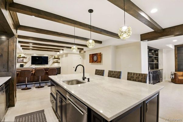 Interior, Kitchen, Pendant Lights, Recessed Lighting, Wooden Beams