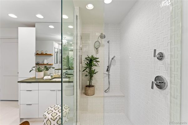 Bathroom, Glass Shower, Interior, Recessed Lighting