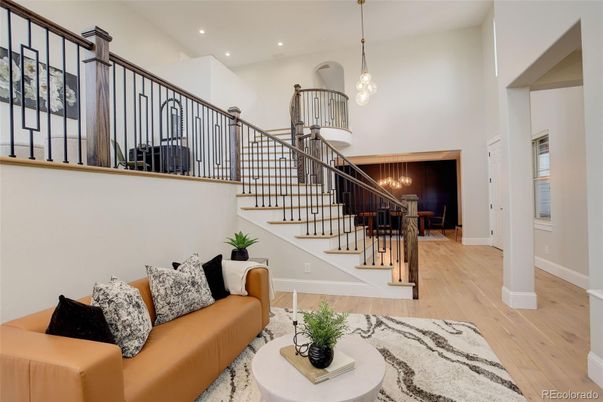 Interior, Living room, Pendant Lights, Recessed Lighting, Wood Texture Flooring