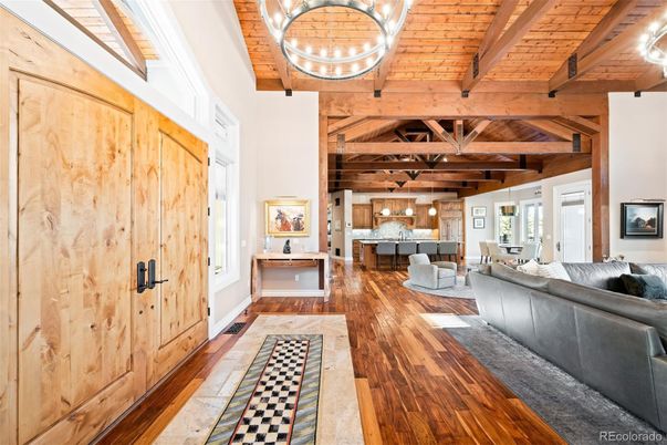 Interior, Kitchen, Living room, Pendant Lights, Wooden Beams, Wooden Ceilings, Wood Texture Flooring