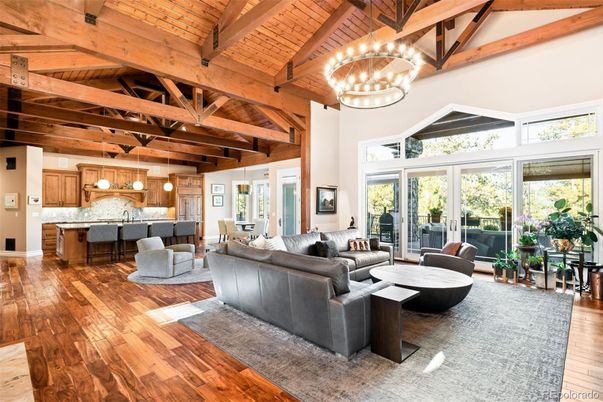 Interior, Kitchen, Living room, Pendant Lights, Wooden Beams, Wooden Ceilings, Wood Texture Flooring