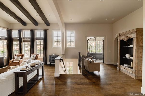 Interior, Living room, Recessed Lighting, Wooden Beams, Wood Texture Flooring