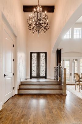 Chandelier, Interior, Wooden Beams, Wood Texture Flooring