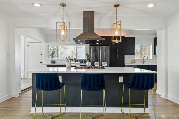 Interior, Kitchen, Pendant Lights, Recessed Lighting, Wood Texture Flooring