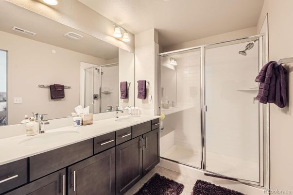 Bathroom, Dual Sink Vanities, Glass Shower, Interior