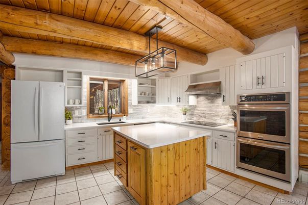 Interior, Kitchen, Pendant Lights, Stainless Steel Appliances, Wooden Beams, Wooden Ceilings
