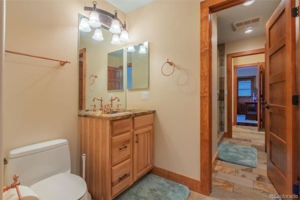Bathroom, Interior, Recessed Lighting, Wood Texture Flooring
