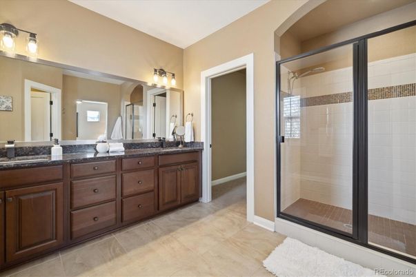 Bathroom, Dual Sink Vanities, Glass Shower, Interior