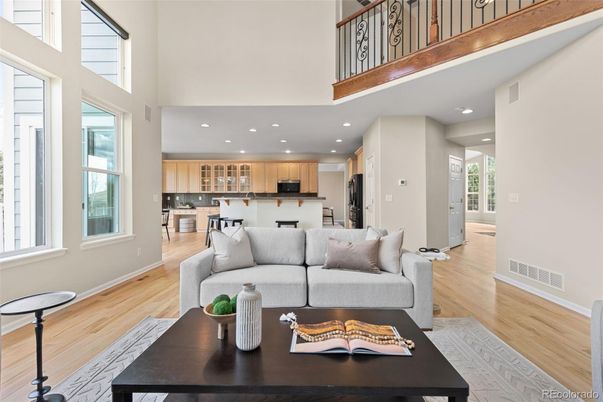 Interior, Kitchen, Living room, Recessed Lighting, Wood Texture Flooring