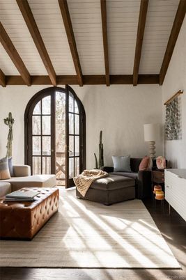 Bedroom, Interior, Wooden Beams, Wood Texture Flooring