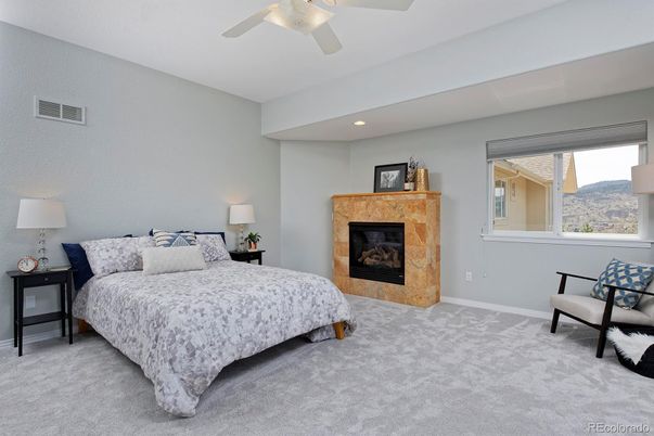Bedroom, Fireplace, Interior, Recessed Lighting