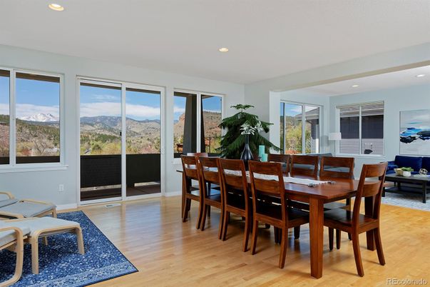 Dining room, Interior, Recessed Lighting, Wood Texture Flooring