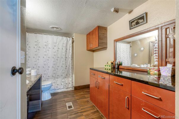 Bathroom, Interior, Recessed Lighting, Wood Texture Flooring