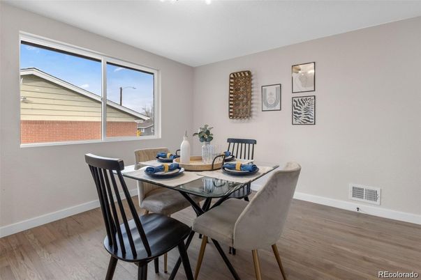 Dining room, Interior, Wood Texture Flooring