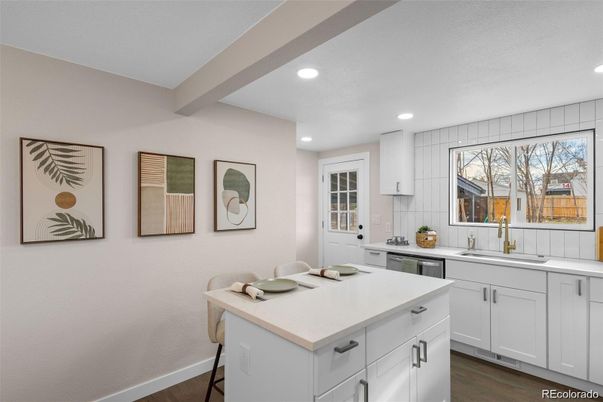 Interior, Kitchen, Recessed Lighting, Wood Texture Flooring