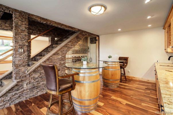 Interior, Recessed Lighting, Stone Walls, Wood Texture Flooring