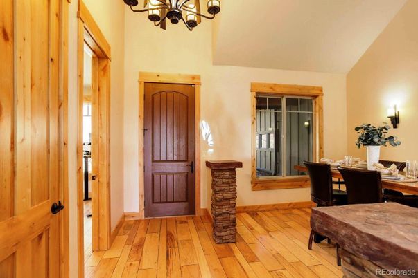 Chandelier, Dining room, Interior, Wood Texture Flooring