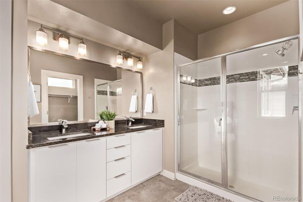 Bathroom, Dual Sink Vanities, Glass Shower, Interior, Recessed Lighting