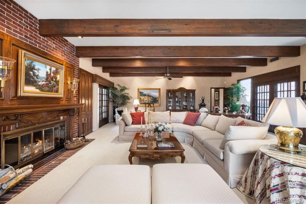 Fireplace, Interior, Living room, Stone Walls, Wooden Beams