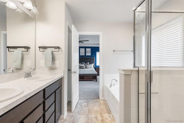 Bathroom, Bedroom, Dual Sink Vanities, Glass Shower, Interior