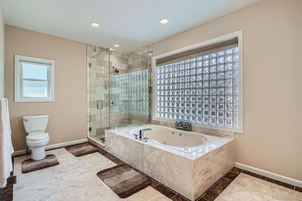 Bathroom, Glass Shower, Interior, Marble, Recessed Lighting